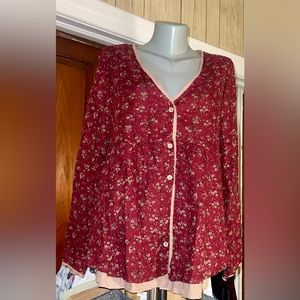O-Nelue brand floral top.  Size XL NWT